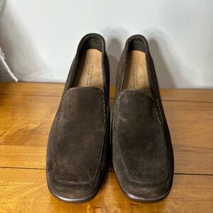 Brown Suede Slip-On Wedge Heel Loafers ROCKPORT women.